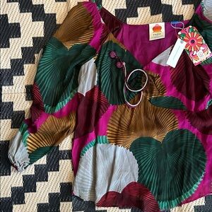 NWT Farm for Anthropologie Berry Tassled Blouse in Pink/Rose